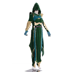 Halloweez Jade Cosplay Costume | Alluring Green Battle Dress for Women | Halloween Carnival Wear