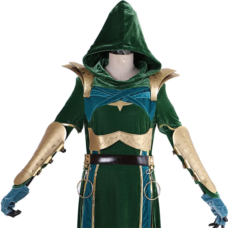 Halloweez Jade Cosplay Costume | Alluring Green Battle Dress for Women | Halloween Carnival Wear