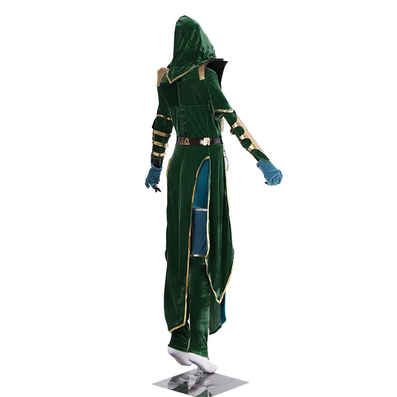 Halloweez Jade Cosplay Costume | Alluring Green Battle Dress for Women | Halloween Carnival Wear