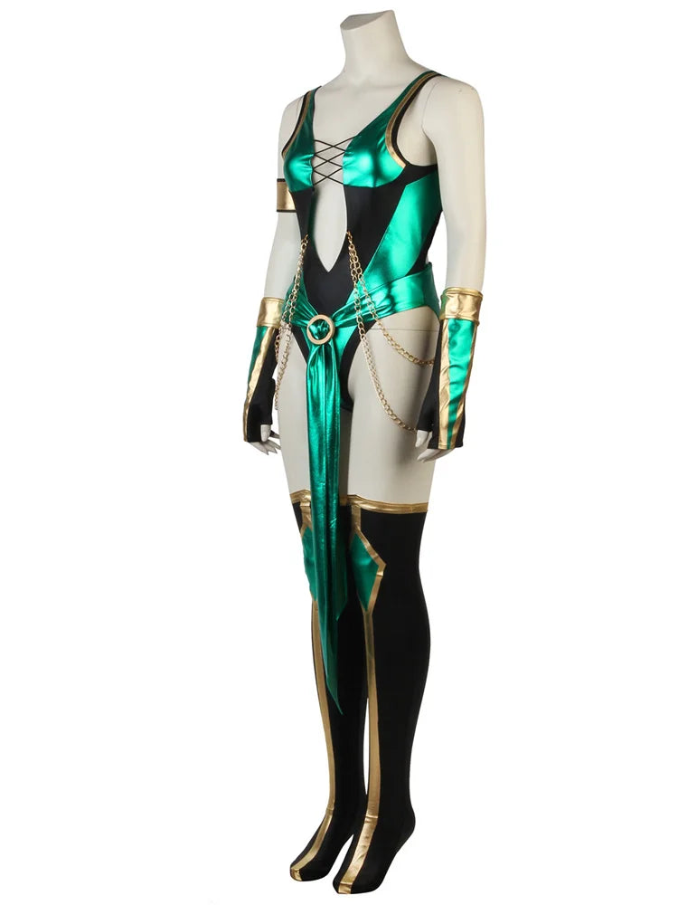 Halloweez Jade Blue Mortal Kombat X Sexy Battle Costume Full Set for Halloween & Cosplay