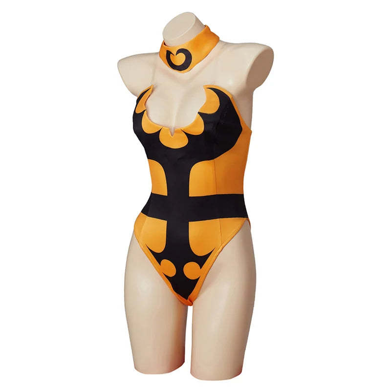 Halloweez Tanya Cosplay Costume | Mortal Kombat X Inspired Yellow Jumpsuit with Gloves & Stockings