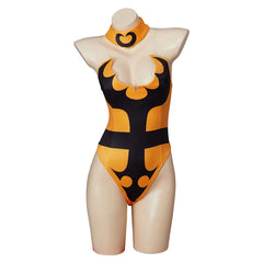 Halloweez Tanya Cosplay Costume | Mortal Kombat X Inspired Yellow Jumpsuit with Gloves & Stockings