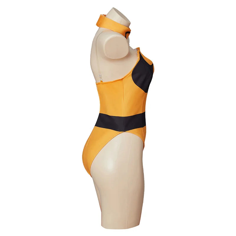 Halloweez Tanya Cosplay Costume | Mortal Kombat X Inspired Yellow Jumpsuit with Gloves & Stockings