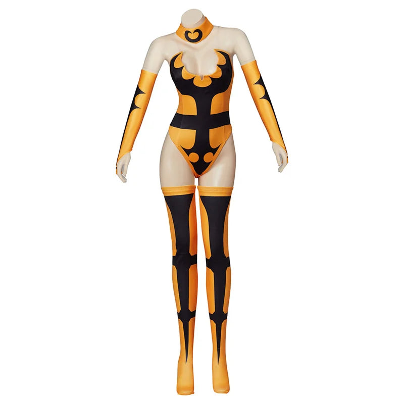 Halloweez Tanya Cosplay Costume | Mortal Kombat X Inspired Yellow Jumpsuit with Gloves & Stockings