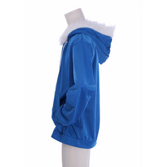 Halloweez Undertale Sans Cosplay Hoodie for Men - Blue Sweatshirt for Halloween Carnival & Comic Con