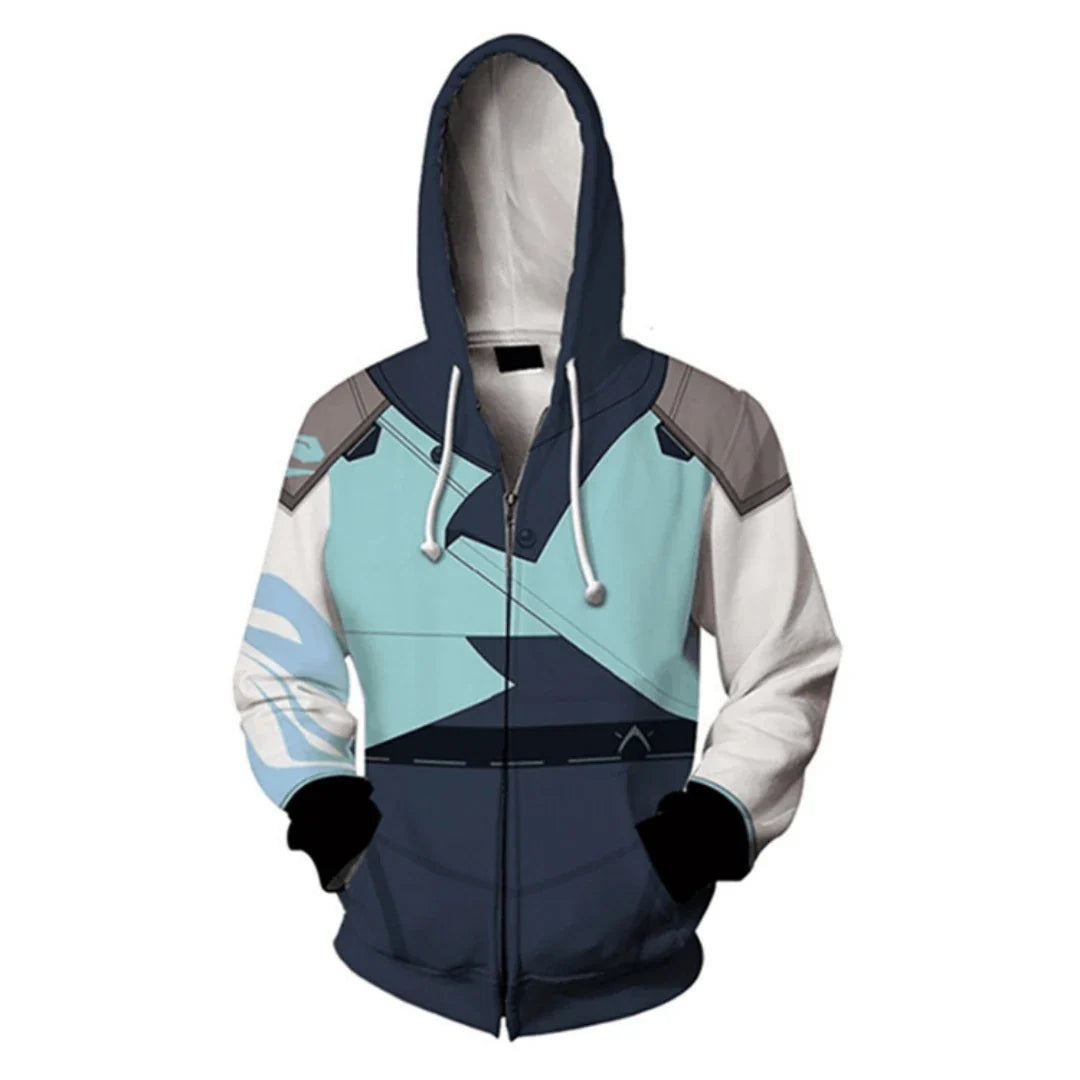 Embrace the Role of Jett with Halloweez Valorant Cosplay Hoodie - Perfect for Halloween, Comic Con, and Everyday Wear