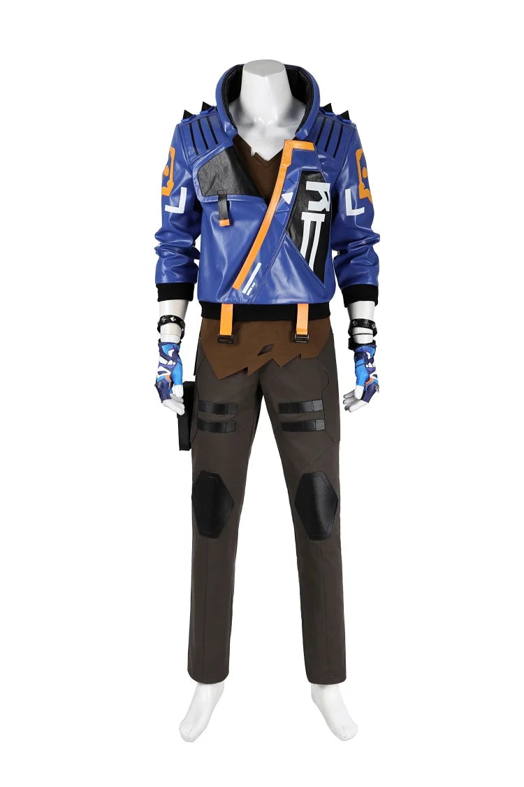 Disfraz de Cosplay de Yoru Valorant para hombre, conjunto completo, chaqueta, pantalones y máscara