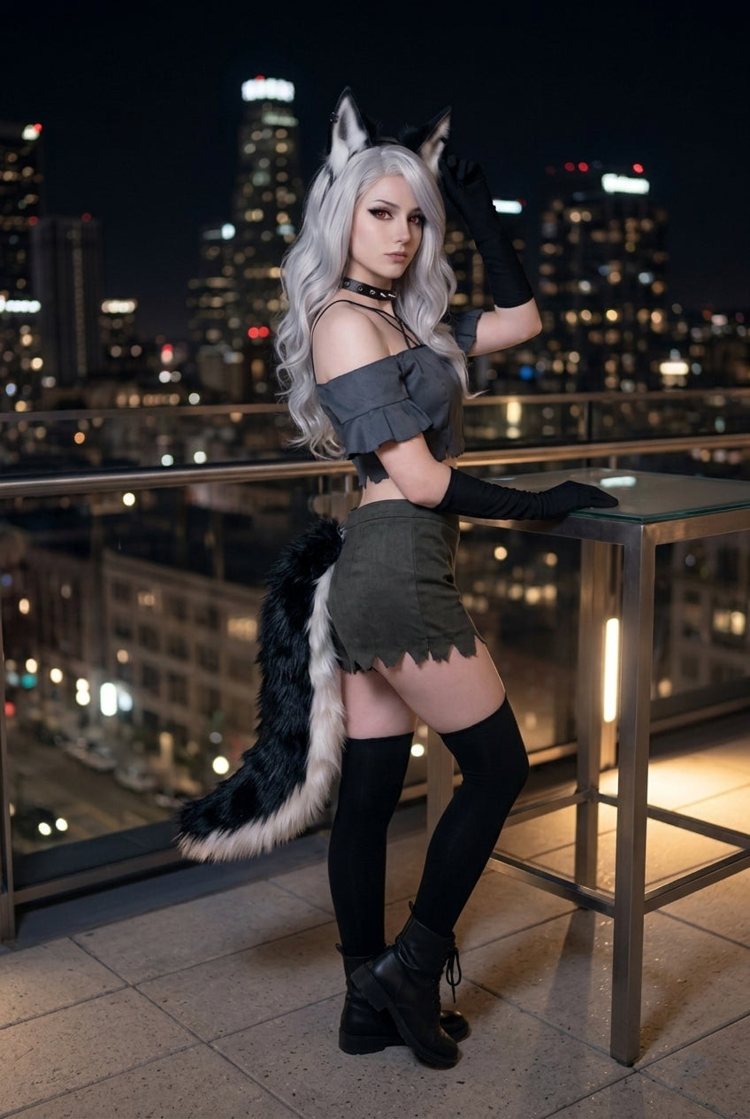 Loona Cosplay Costume | Hazbin Hotel & Helluva Boss Halloween Outfit, Anime Demon Character Full Set Performance Dress for Party Cosplay - Halloweez