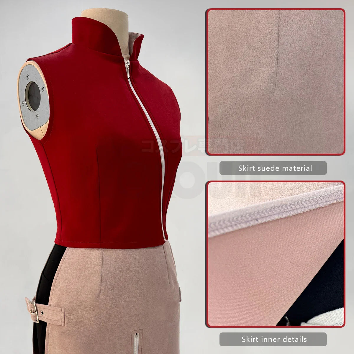 Conjunto de disfraz de cosplay de Haruno Sakura de Anime de Halloween: top, falda, pantalones cortos, bolsa, perfecto para Halloween, Acción de Gracias, Navidad