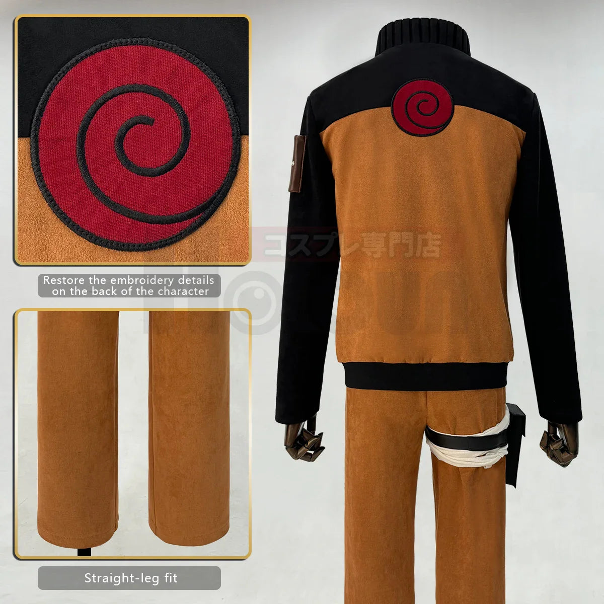 Disfraz de Cosplay de Anime Uzumaki de Halloween, versión para adultos, top, pantalones y tocado para regalos navideños