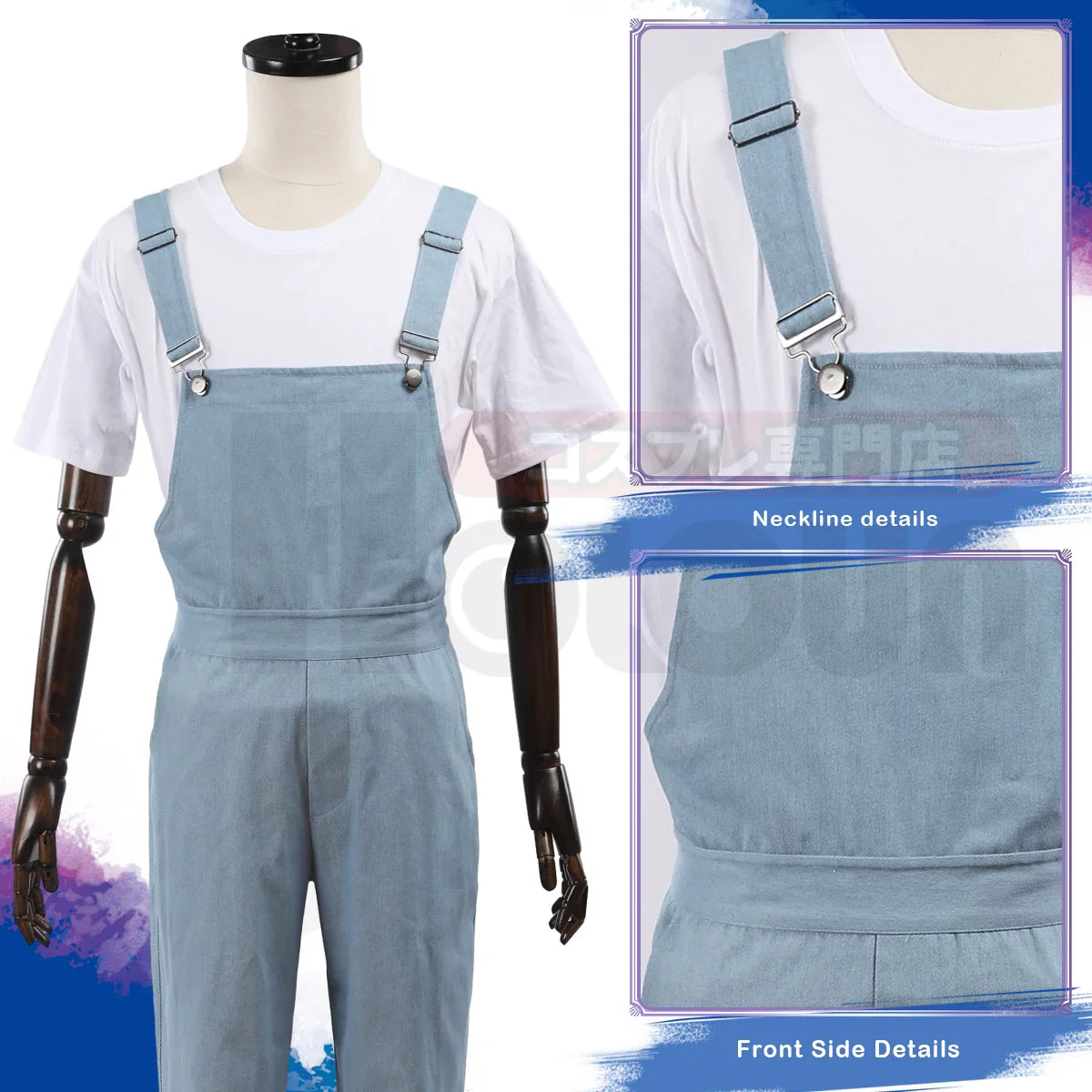 Costume de cosplay animé Halloweez Blue Lock Bachira avec barboteuse, t-shirt, veste et broche dauphin