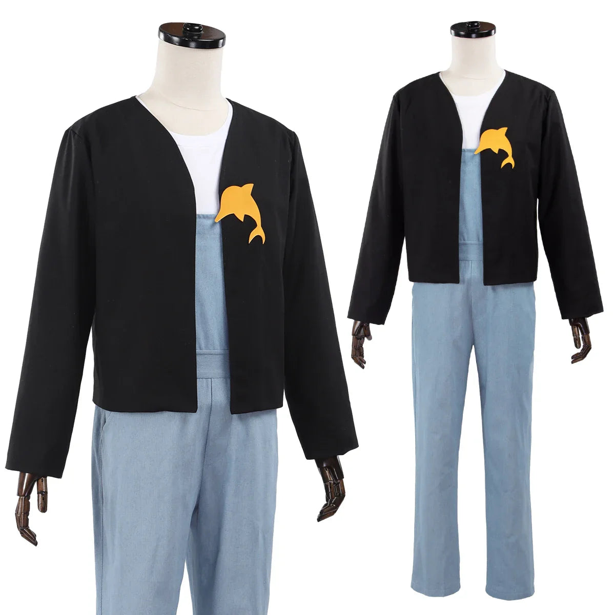 Costume de cosplay animé Halloweez Blue Lock Bachira avec barboteuse, t-shirt, veste et broche dauphin