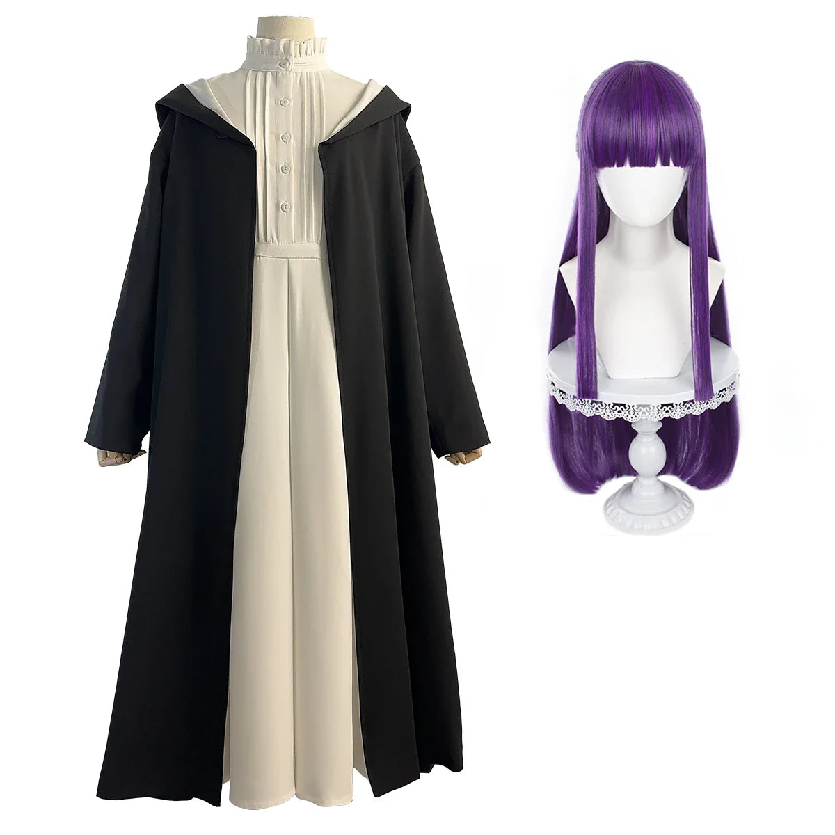 Halloweez Beyond Journey's End Anime Fern Cosplay Costume Wig Cloak Coat Dress - Perfect for Casual and Holiday Celebrations - Halloweez