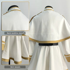 Halloweez Frieren Beyond Journey's End Anime Cosplay Costume Shawl Cloak Dress Wig Grey Ponytail Rose Net Christmas