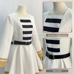 Halloweez Frieren Beyond Journey's End Cosplay Costume with Shawl, Cloak, and Wig - Grey Ponytail Rose Net
