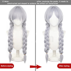 Halloweez Frieren Beyond Journey's End Anime Cosplay Wig with Braids and Rose Net - Perfect Synthetic Fiber Adjustable Christmas Gift - Halloweez