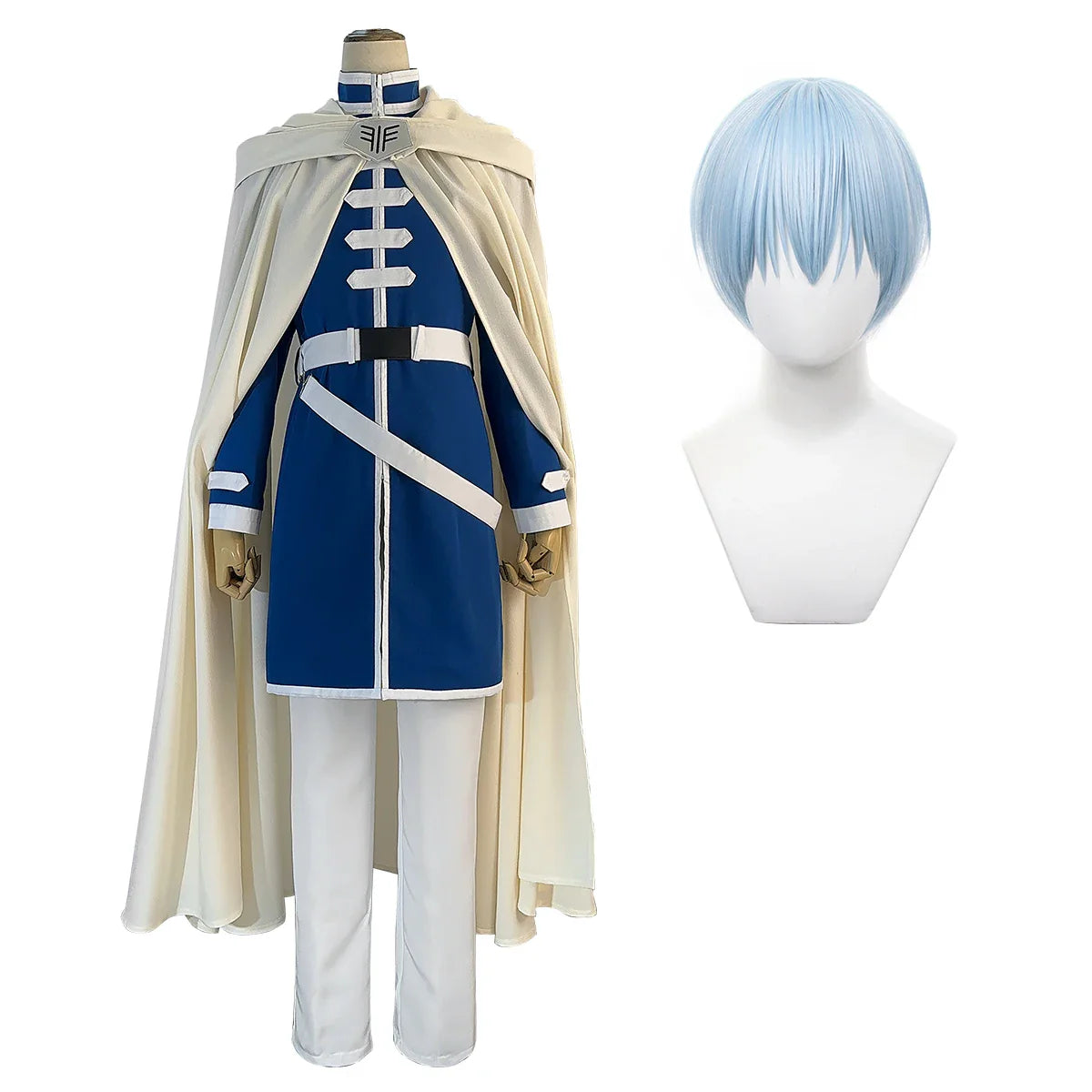 Halloweez Beyond Journey's End Anime Himmel Cosplay Costume Set with Wig, Shawl, Coat, Pants, and Rose Net - Perfect Christmas Gift