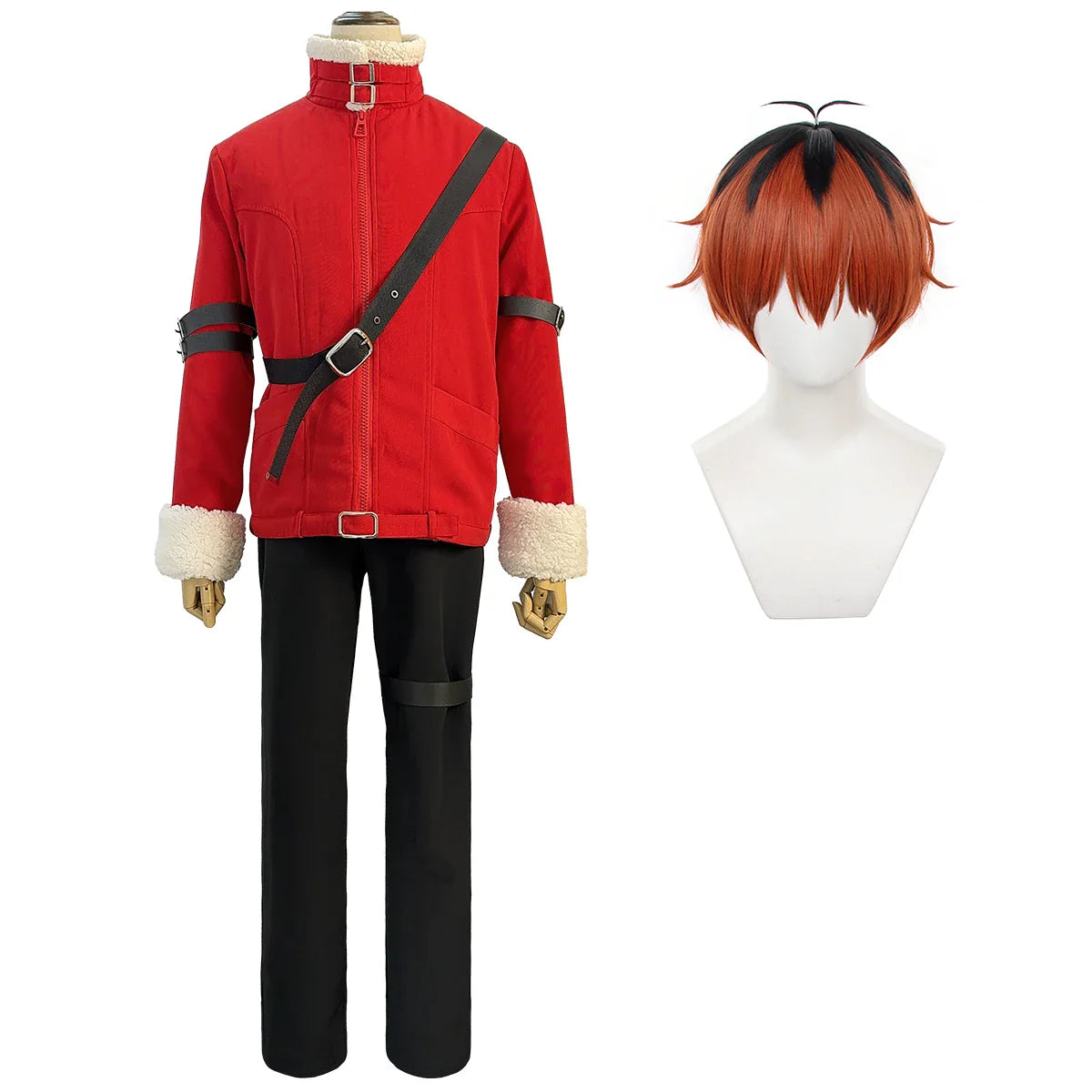 Halloweez Stark Anime Cosplay Costume - Red Winter Jacket with Black Pants for Daily Wear