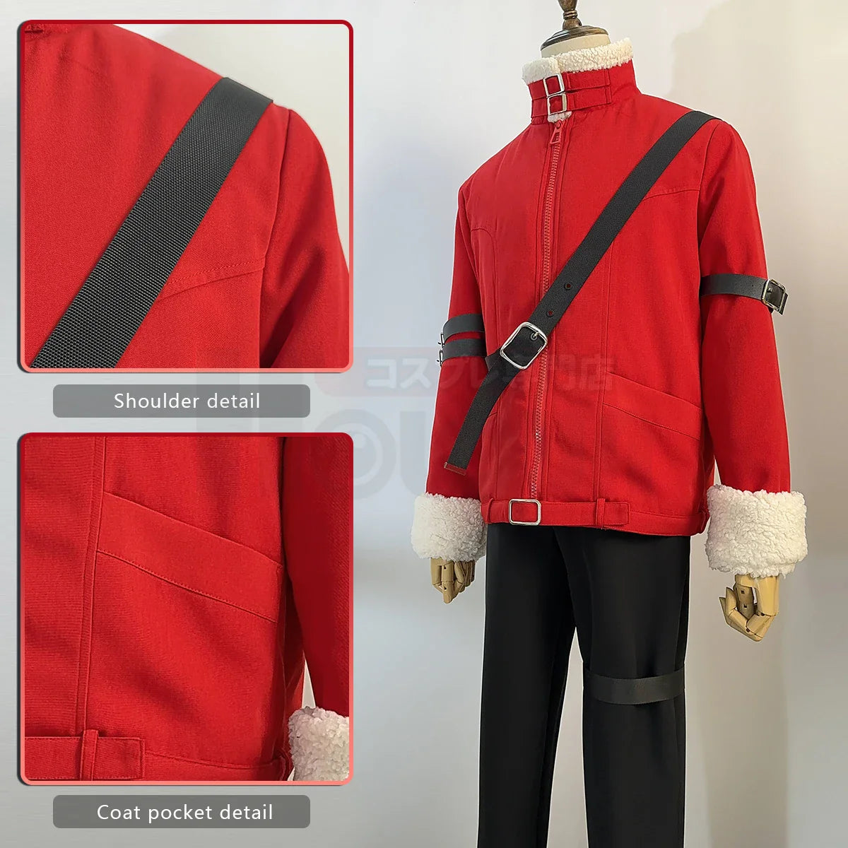 Halloweez Stark Anime Cosplay Costume - Red Winter Jacket with Black Pants for Daily Wear