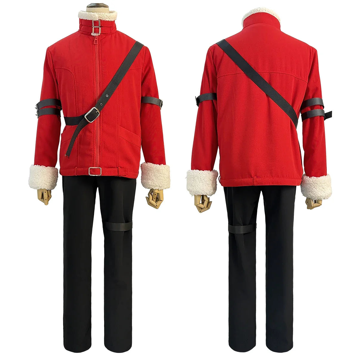 Halloweez Stark Anime Cosplay Costume - Red Winter Jacket with Black Pants for Daily Wear