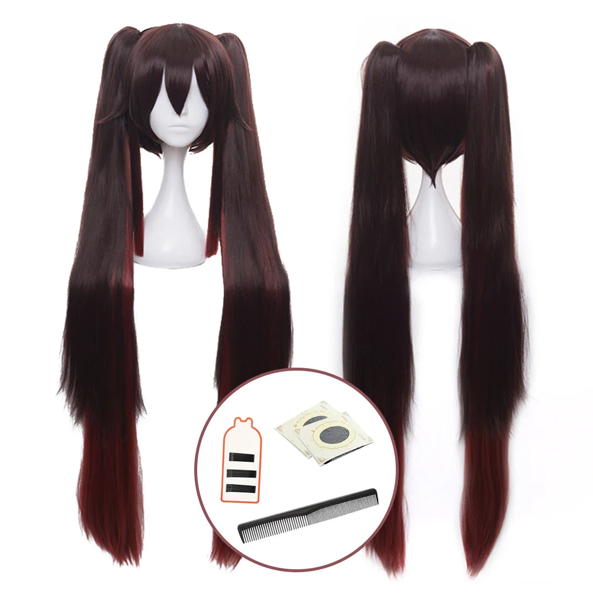 Halloweez Genshin Impact Hu Tao Cosplay Wig with Rose Net - Synthetic Fiber, Adjustable