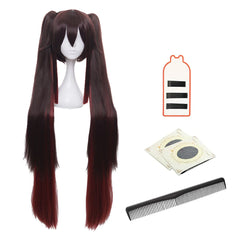 Halloweez Genshin Impact Hu Tao Cosplay Wig with Rose Net - Synthetic Fiber, Adjustable