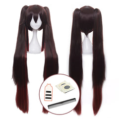 Halloweez Genshin Impact Hu Tao Cosplay Wig with Rose Net - Synthetic Fiber, Adjustable