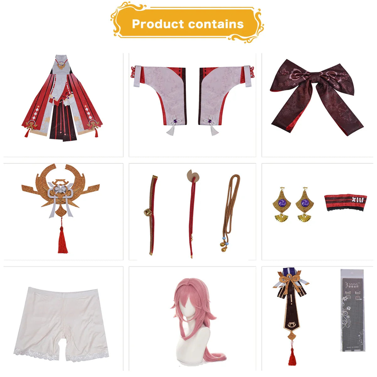 Halloweez Yae Miko Cosplay Wig - Anime Inspired Headwear for Halloween & Christmas Parties - Halloweez