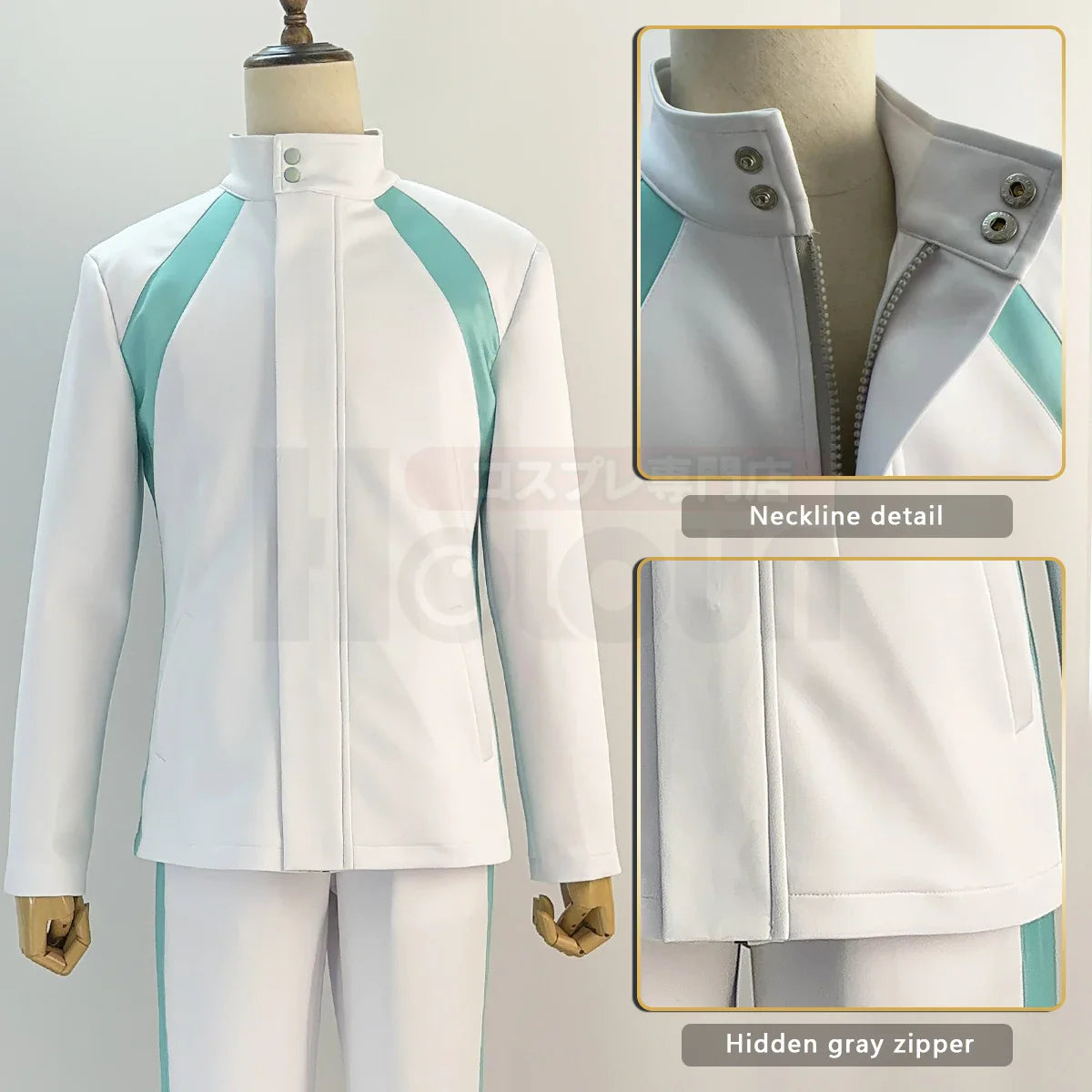 Costume de cosplay d'Oikawa Tooru pour lycée Aobajohsai avec perruque et survêtement entièrement zippé