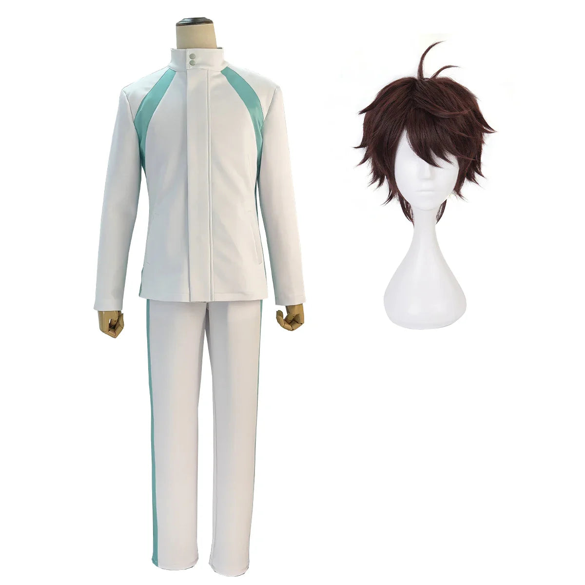 Costume de cosplay d'Oikawa Tooru pour lycée Aobajohsai avec perruque et survêtement entièrement zippé