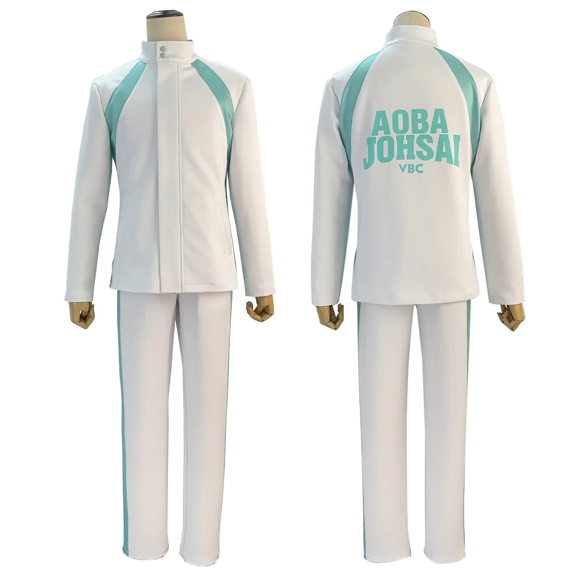 Halloweez Aobajohsai High School Uniform Oikawa Tooru Cosplay Costume with Wig and Full-Zip Tracksuit