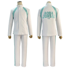 Halloweez Aobajohsai High School Uniform Oikawa Tooru Cosplay Costume with Wig and Full-Zip Tracksuit