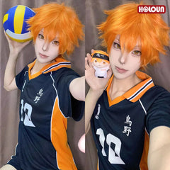 Halloweez Haiky Anime Hinata Shouyou Cosplay Wig and High School Volleyball Uniform Set