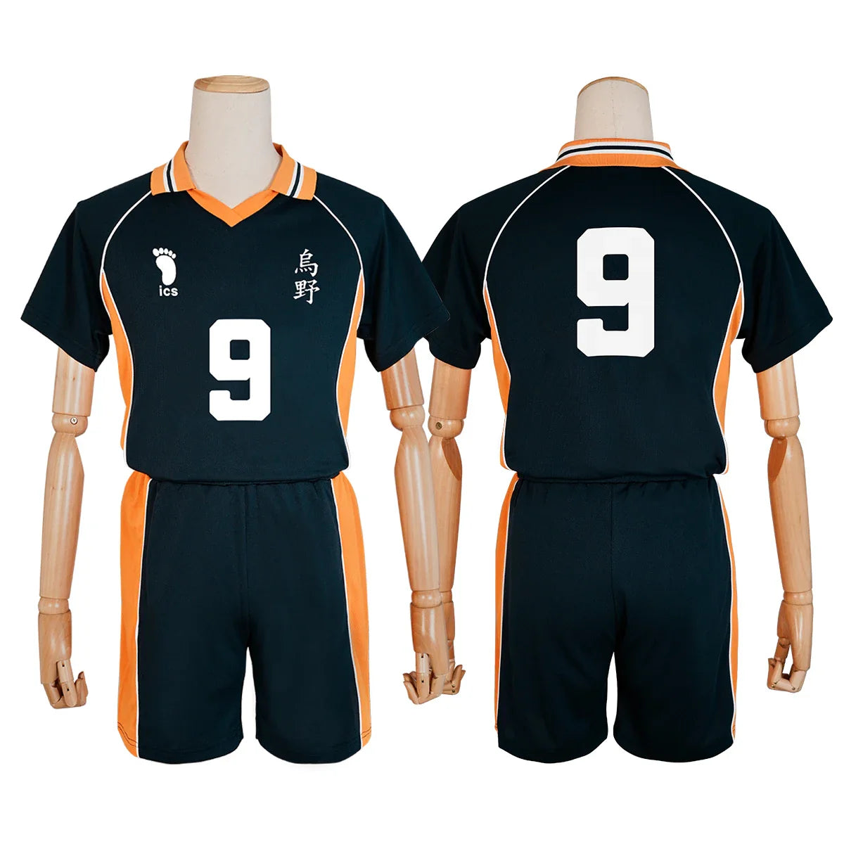 Perruque de cosplay d'anime Halloweez Kageyama Tobio avec ensemble d'uniforme de volley-ball de lycée