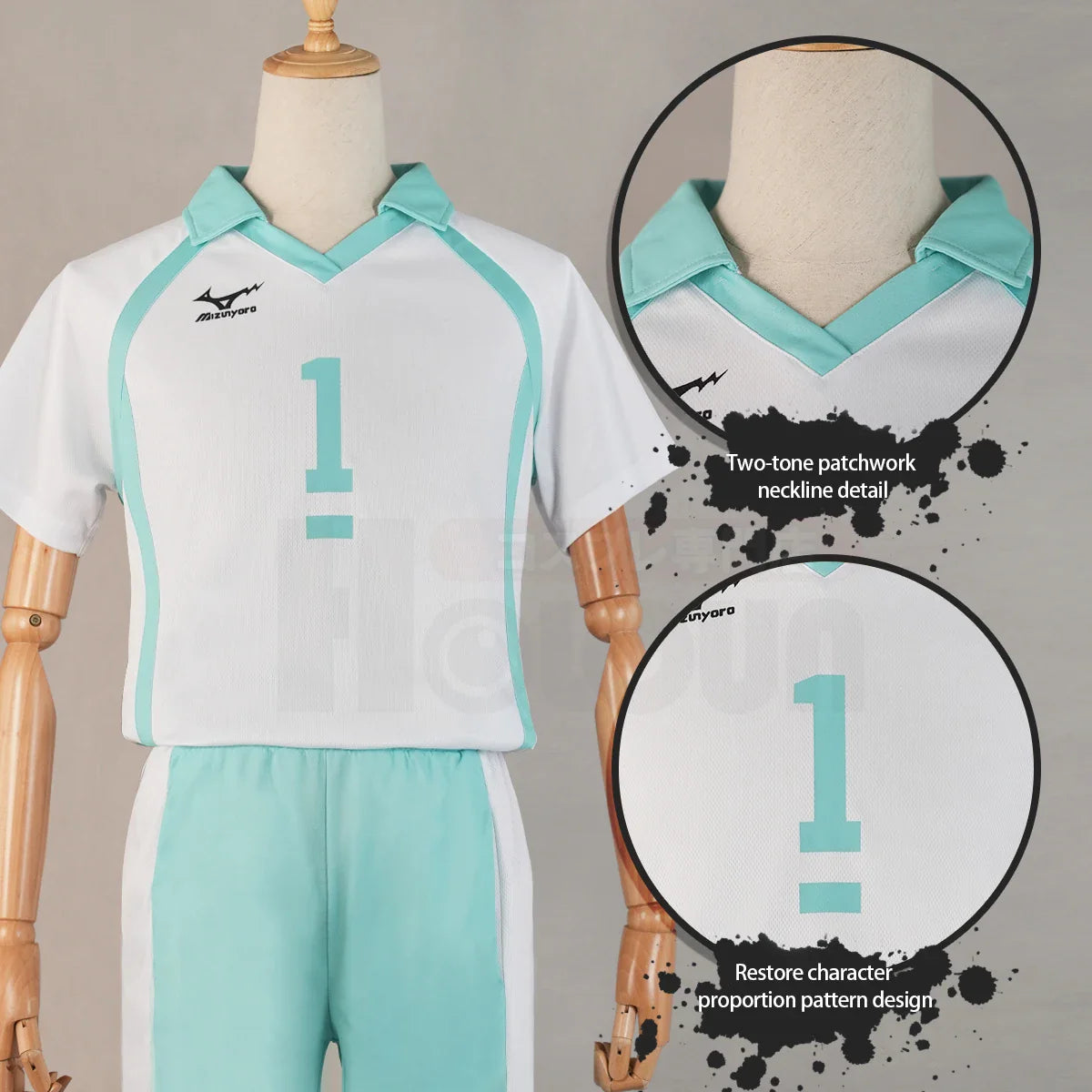 Halloweez Anime Oikawa Tooru Jerseys NO.1 Cosplay Costume Wig High School Volleyball Club Uniform Set