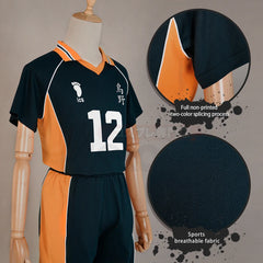 Halloweez Tadashi Yamaguchi Haikyuu Anime Cosplay Jersey NO.12 - Authentic High School Volleyball Uniform