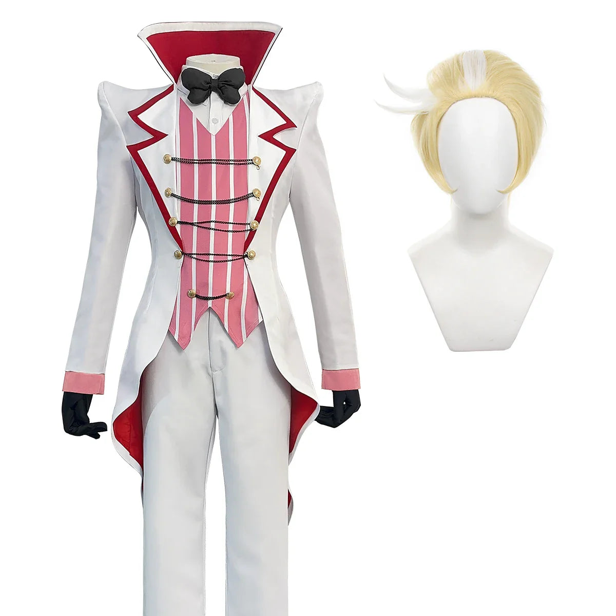 Halloweez Anime Lucifer Morningstar Cosplay Costume with Wig, Collar, Tailcoat, Pants, and Vest