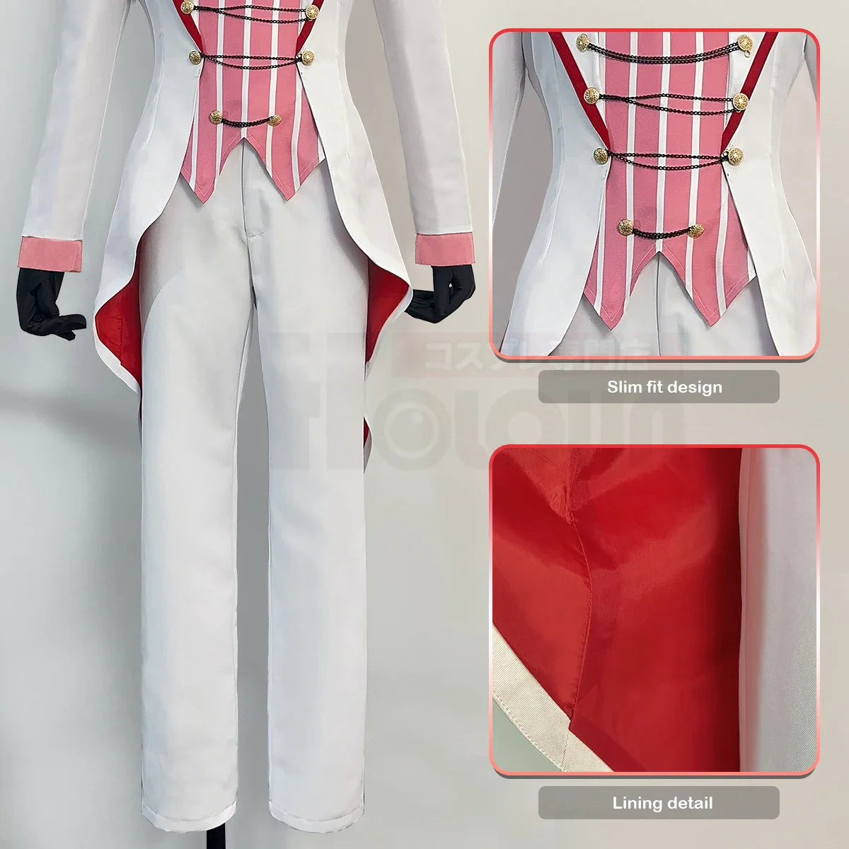 Halloweez Anime Lucifer Morningstar Cosplay Costume with Wig, Collar, Tailcoat, Pants, and Vest