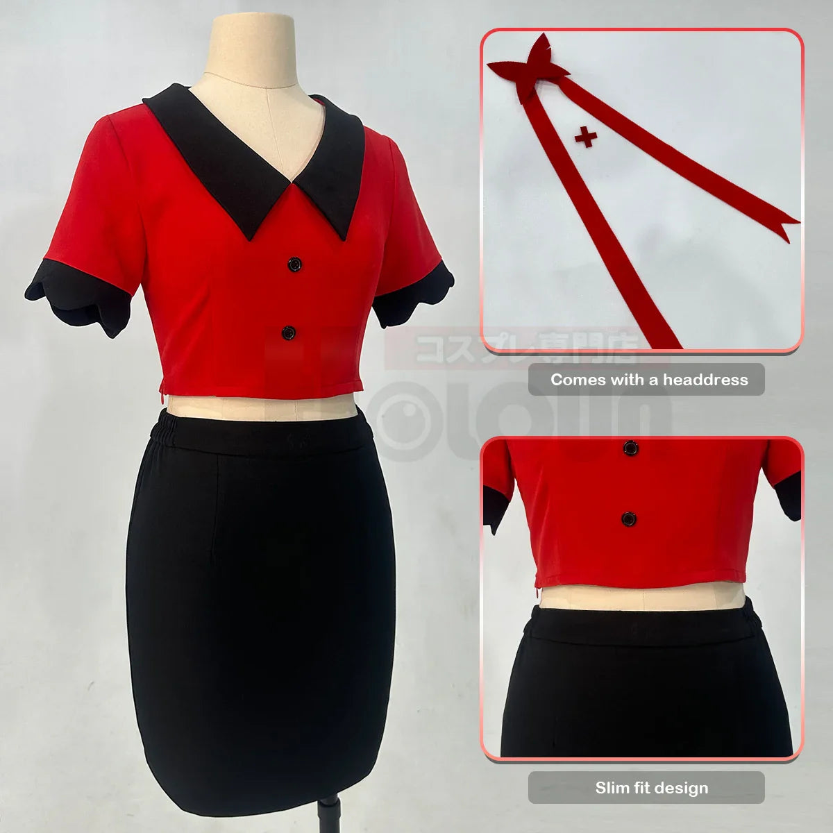 Halloweez Anime Vaggie Cosplay Costume with Wig, Top, Skirt, and Rose Net Comb