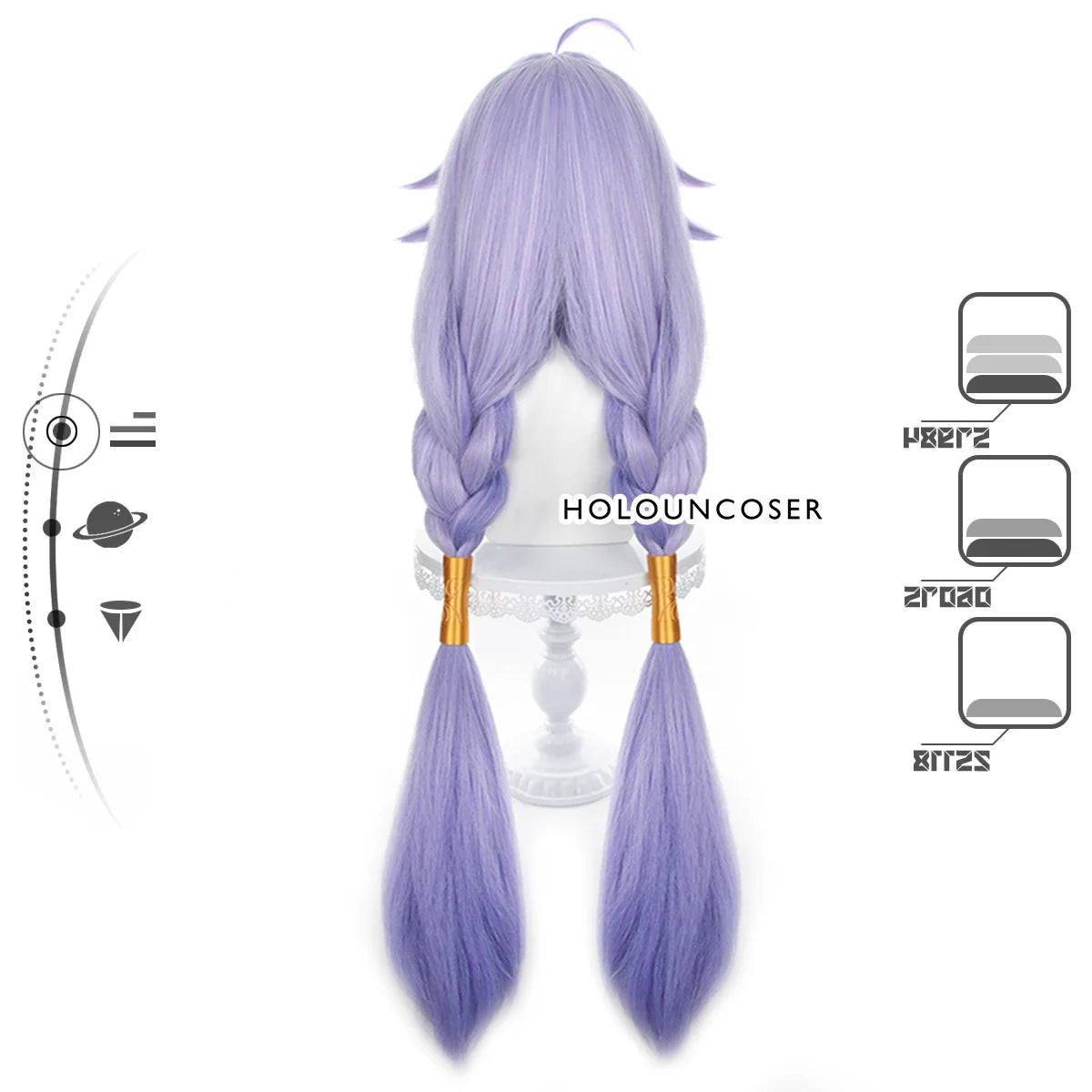 Halloweez Bailu Cosplay Wig Set - Honkai Star Rail Inspired with Horn Clip and Tail Fixer