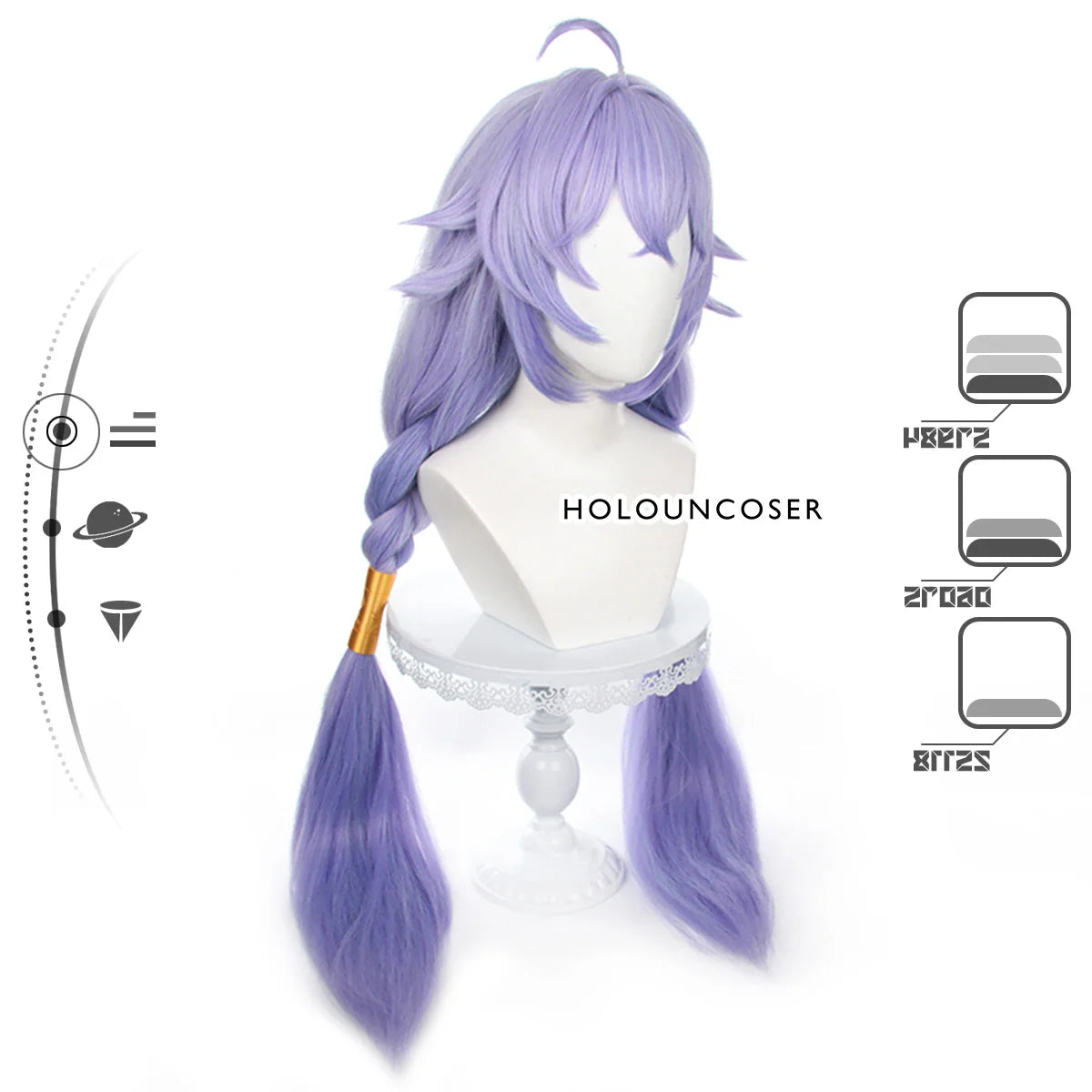 Halloweez Bailu Cosplay Wig Set - Honkai Star Rail Inspired with Horn Clip and Tail Fixer