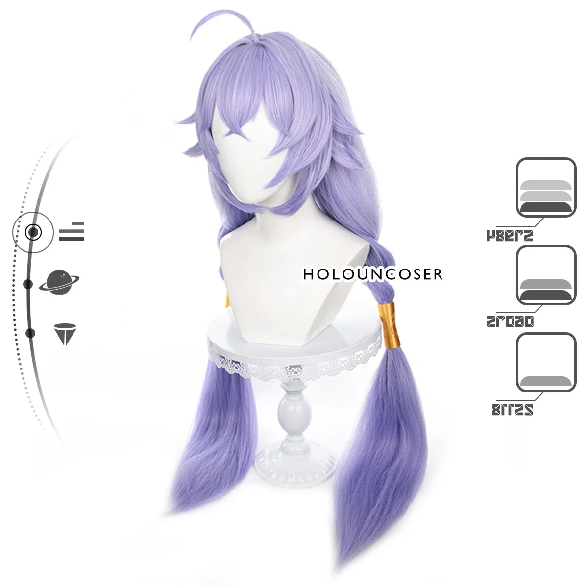 Halloweez Bailu Cosplay Wig Set - Honkai Star Rail Inspired with Horn Clip and Tail Fixer