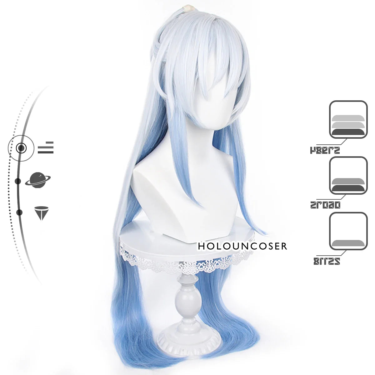 Halloweez Jingliu Cosplay Wig - Heat Resistant Synthetic Fiber with Adjustable Cap for Halloween Parties