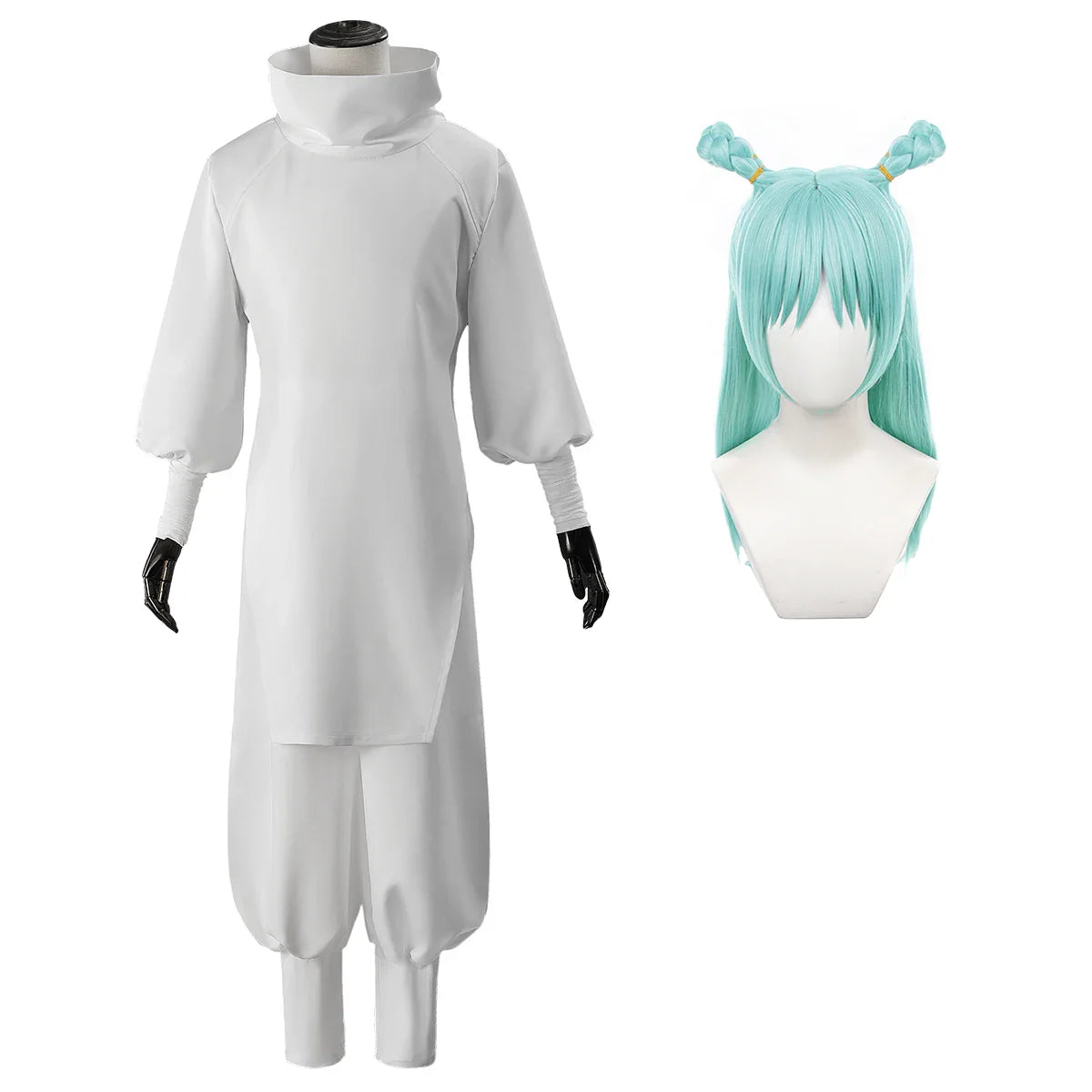 Halloweez Jujutsu JJK Manga Anime Kashimo Hajime Cosplay Costume with Blue Wig and White Top - Halloweez