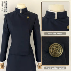 Halloweez Jujutsu JJK Manga Anime Maki Zenin Cosplay Costume Wig with Dark Blue Jacket and Skirt - Synthetic - XS-2XL - Halloweez
