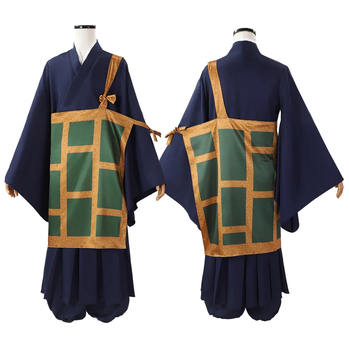 Halloweez Jujutsu Kaisen Suguru Geto Cosplay Costume Set with Dark Blue Kimono, Top, Skirt, Pants, and Cassock - Perfect Halloween Gift - Halloweez