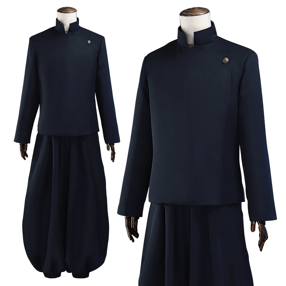 Halloweez Jujutsu JJK Manga Anime Cosplay Costume with Dark Blue Jacket, Pants, Uniform, and Rose Net for Halloween - Halloweez