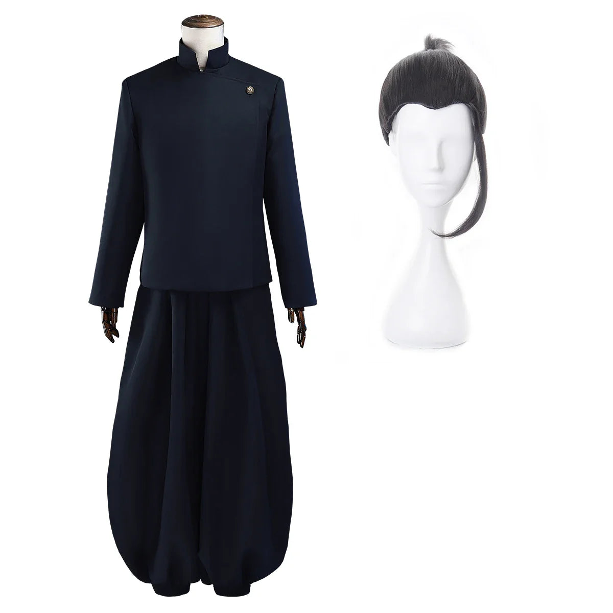 Halloweez Jujutsu JJK Manga Anime Cosplay Costume with Dark Blue Jacket, Pants, Uniform, and Rose Net for Halloween - Halloweez