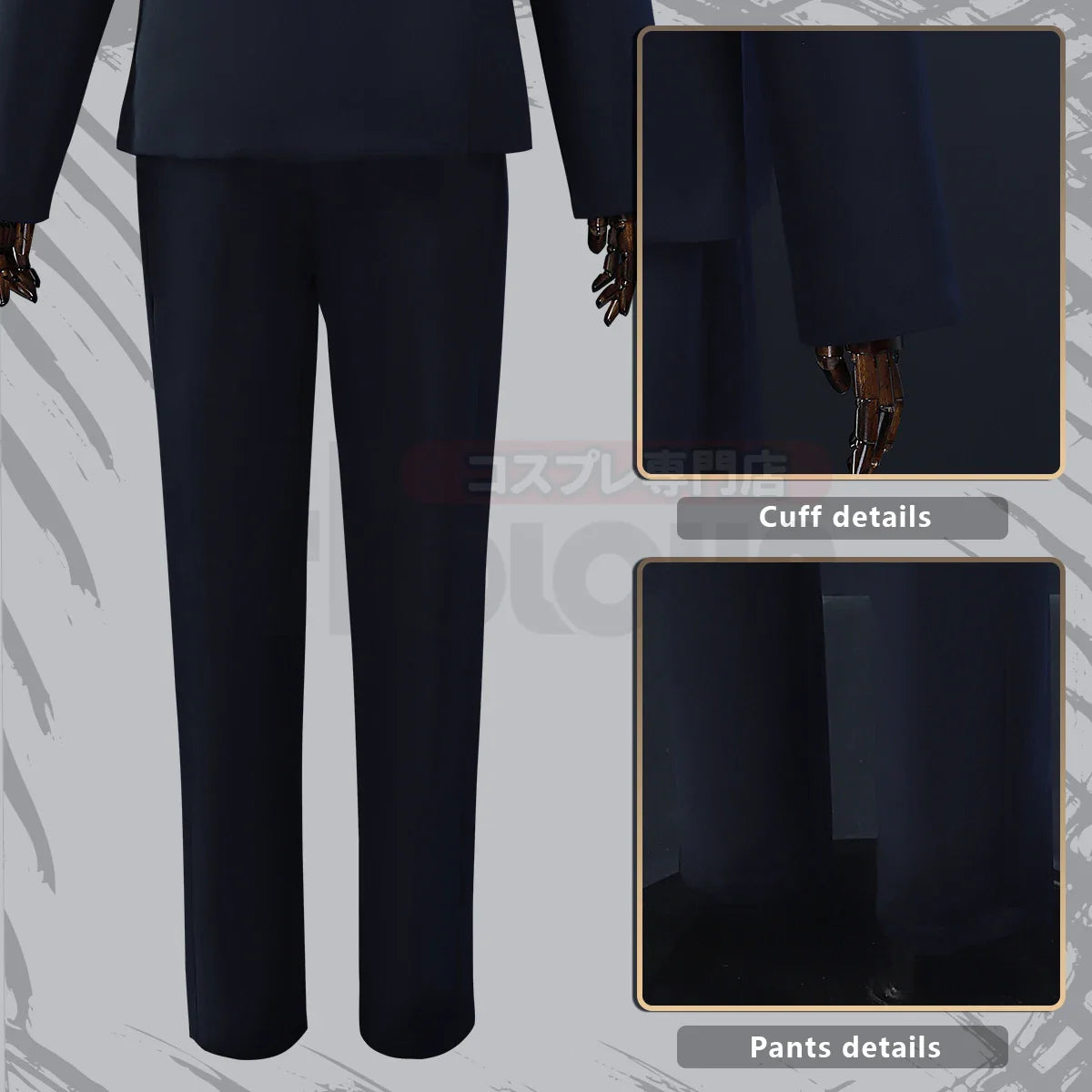 Halloweez Jujutsu JJK Manga Anime Cosplay Costume with Dark Blue Jacket, Pants, Uniform, and Rose Net for Halloween - Halloweez