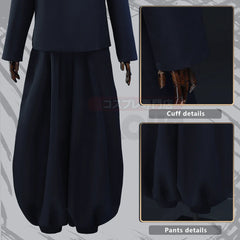 Halloweez Jujutsu JJK Manga Anime Cosplay Costume with Dark Blue Jacket, Pants, Uniform, and Rose Net for Halloween - Halloweez
